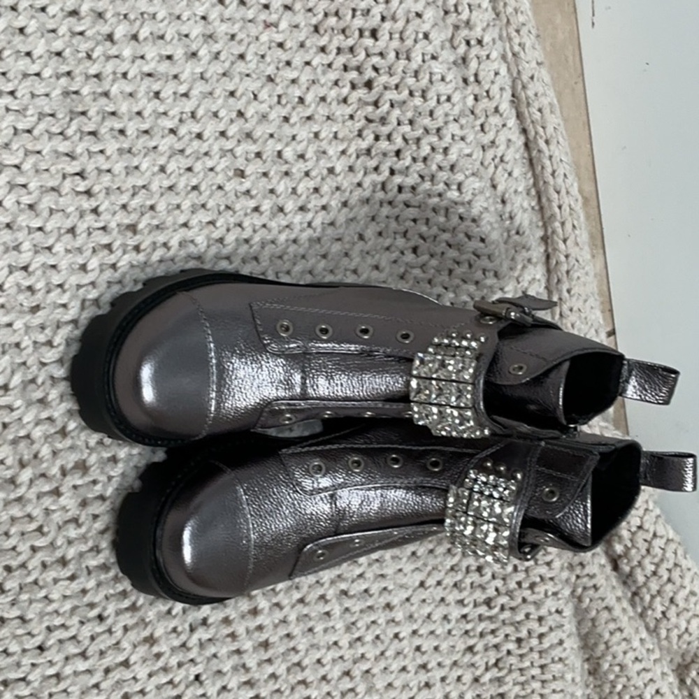 Karl Lagerfeld Silver Ankle Boots with Embellishments